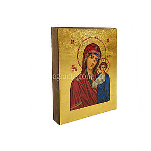 Казанська ікона Божої Матері писана на холсті 10 Х 13 см, фото 2