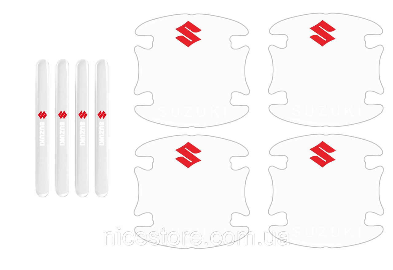 Захисна плівка під дверні ручки та ручки авто з логотипом Suzuki комплект 8шт, фото 1