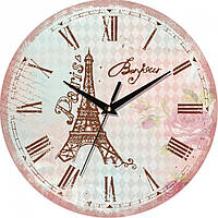 Часы настенные с бесшумным ходом круглые Эйфелева Башня Vintage