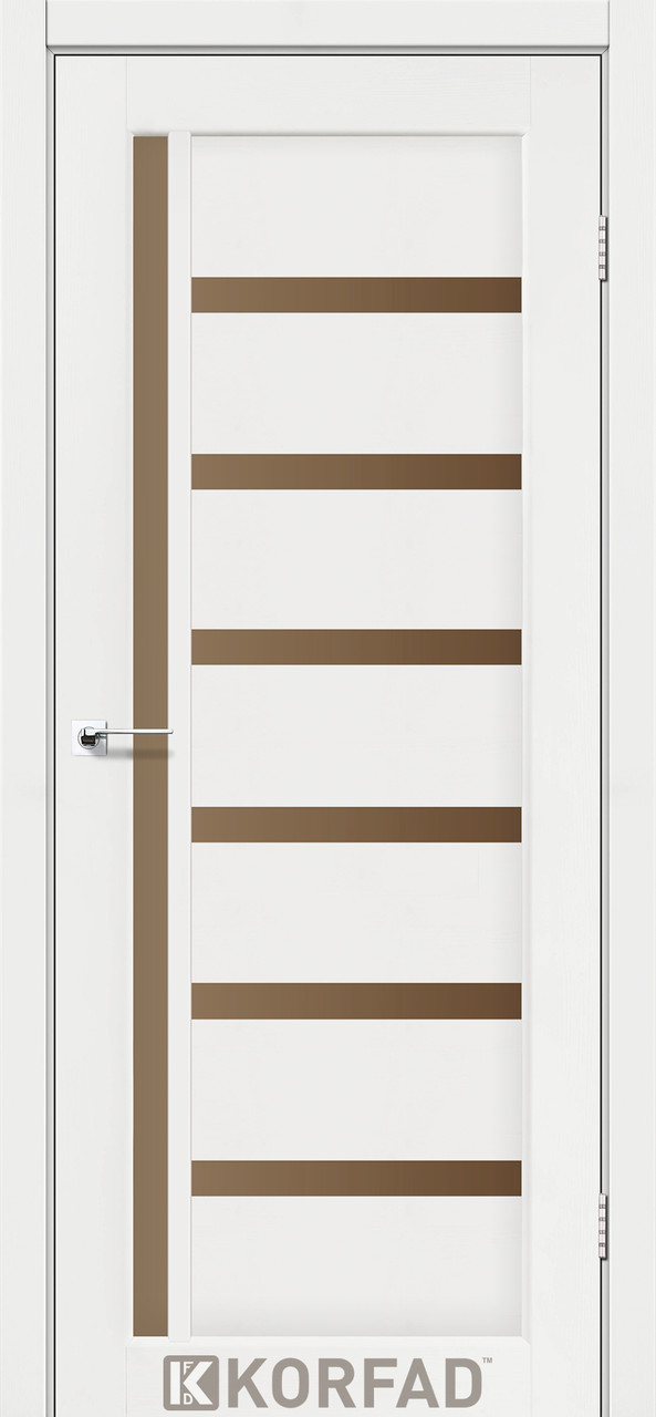 Двері міжкімнатні Корфад/ Korfad VLD-01 Ясен білий (скло бронза), фото 1