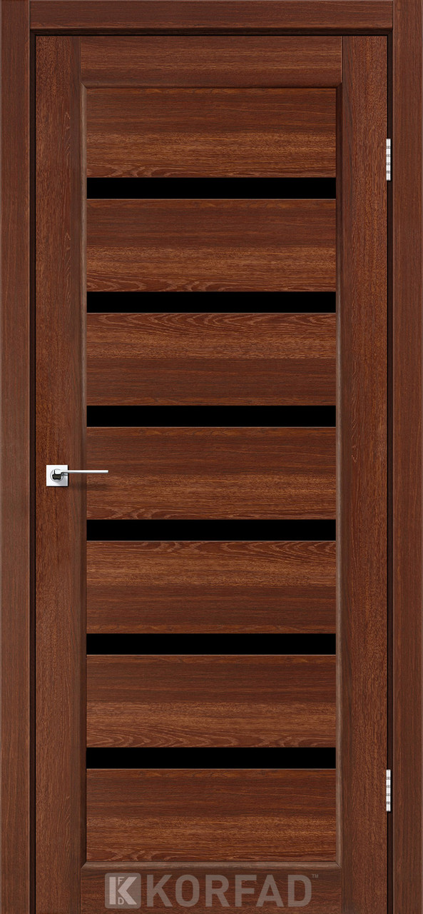 Двері міжкімнатні Корфад/ Korfad PD-01 Горіх з чорним склом, фото 1