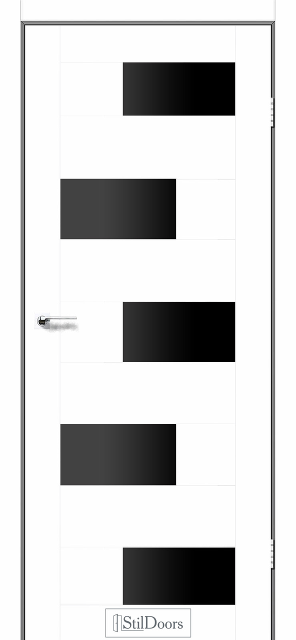 Двері міжкімнатні Стільдорс/ StilDoors Nepal - Білий кристал (з чорним склом), фото 1