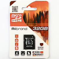 Карта памяти Mibrand microSDHC 32GB Class 10 UHS-1 U3 (adapter SD) (MICDHU3/32GB-A)