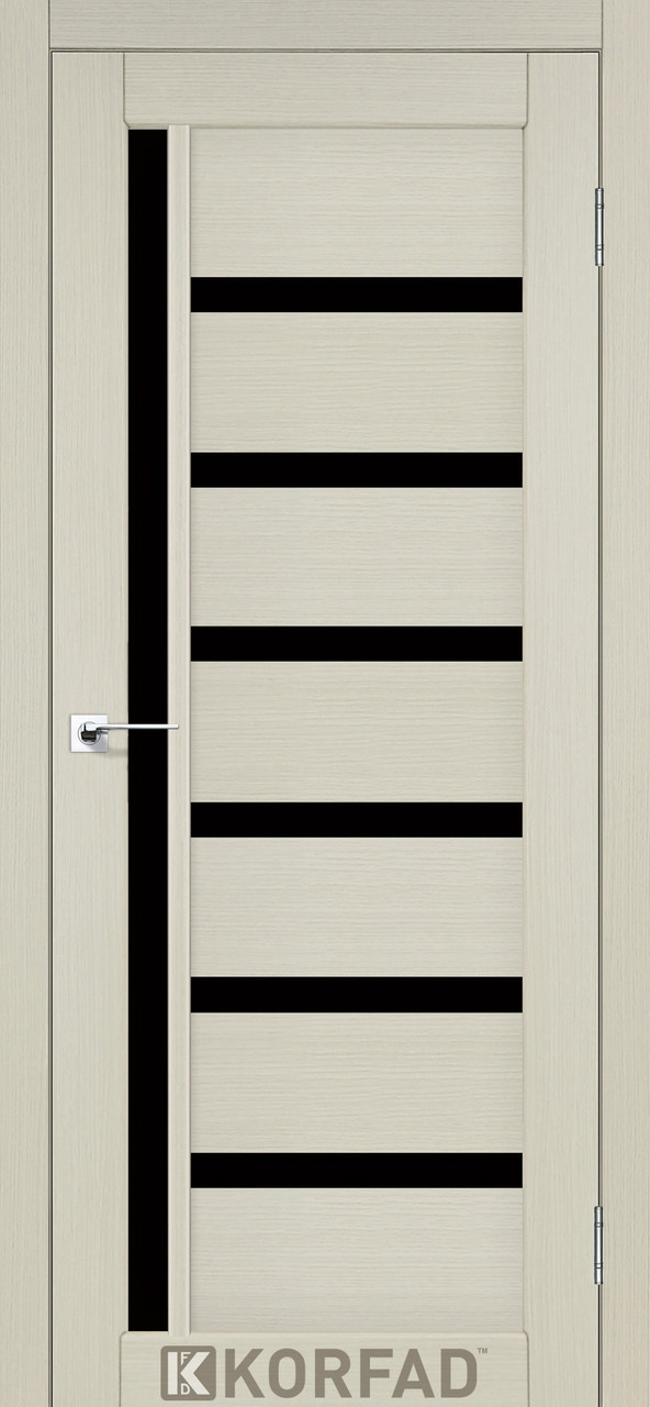 Двері міжкімнатні Корфад/ Korfad VLD-01 Дуб білений (скло чорне), фото 1