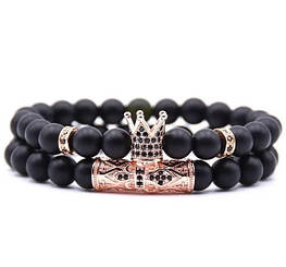 Браслет із натурального чорного каменю (19 см)