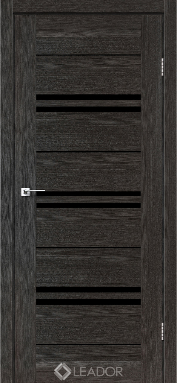 Двері міжкімнатні Леадор/ Leador Malta - Дуб саконський (з чорним склом), фото 1