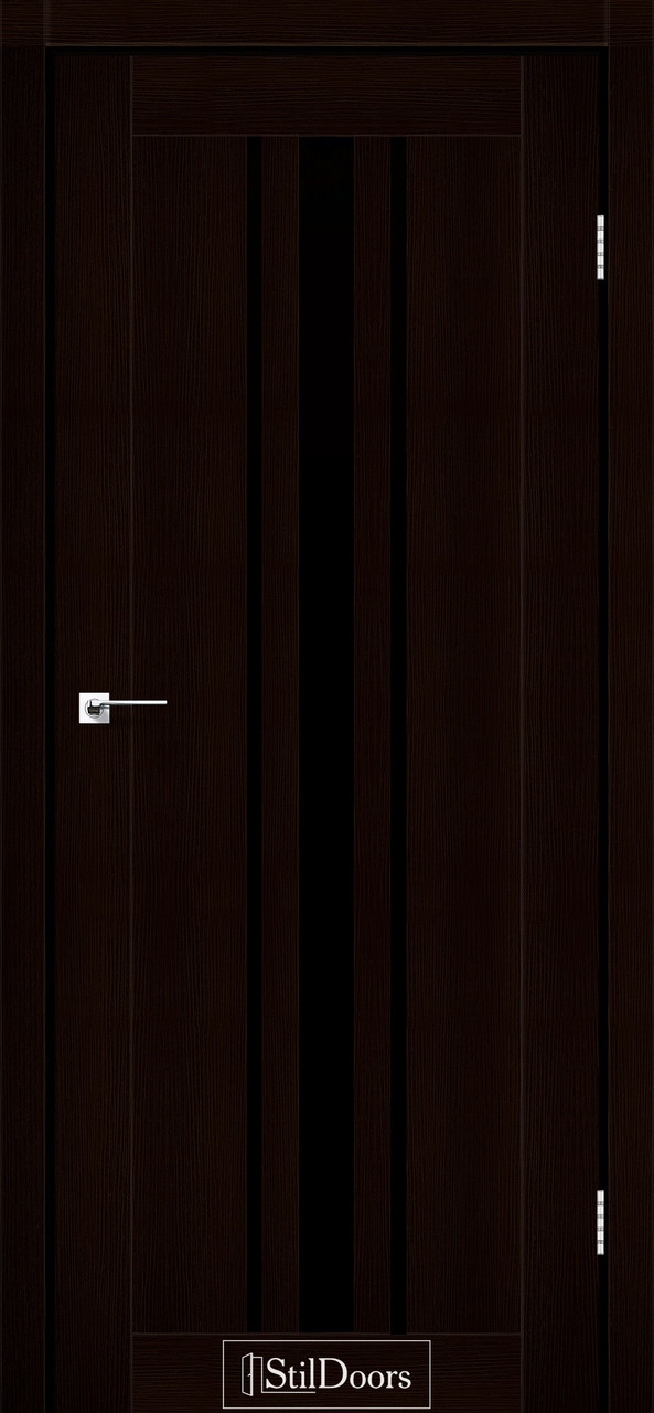 Двері міжкімнатні Стільдорс/ StilDoors Arizona - Венге преміум (з чорним склом), фото 1