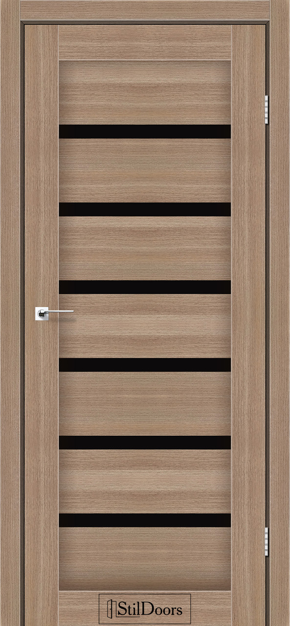 Двері міжкімнатні Стільдорс/ StilDoors Florida - Вільха класична (з чорним склом), фото 1