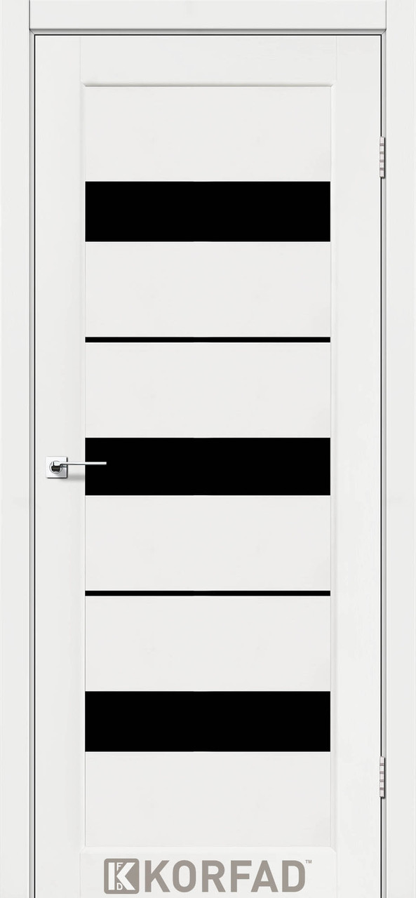 Двері міжкімнатні Корфад/ KORFAD PR-12 Ясен білий (з чорним склом), фото 1