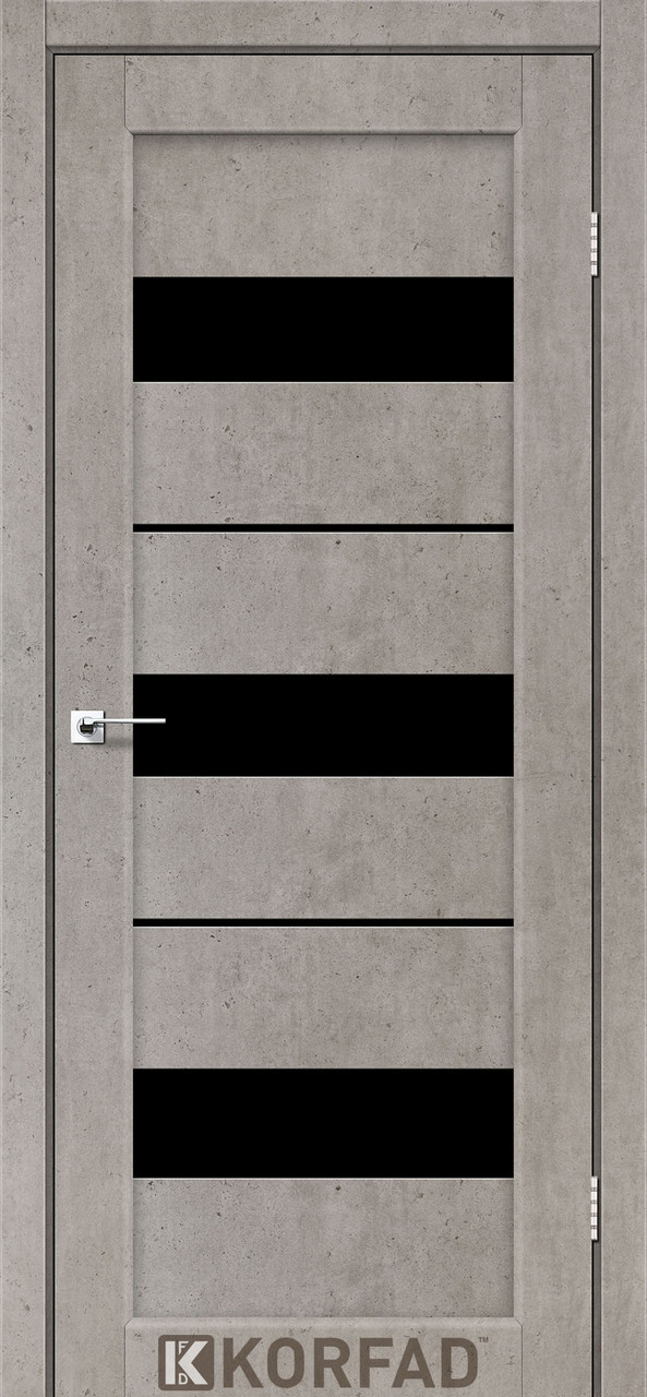 Двері міжкімнатні Корфад/ KORFAD PR-12 Лайт бетон (з чорним склом), фото 1