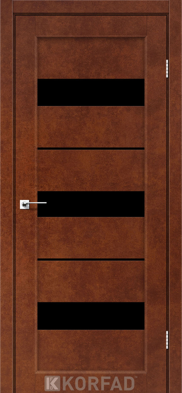 Двері міжкімнатні Корфад/ KORFAD PR-12 Сталь кортен (з чорним склом), фото 1