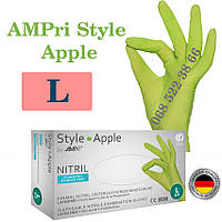 Перчатки нитриловые зеленые AMPri Style Apple размер L, плотность 4г, уп.100 шт