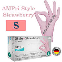 Перчатки нитриловые светло розовые AMPri Style Strawberry размер S, плотность 4г, уп.100 шт