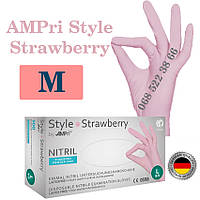 Перчатки нитриловые светло розовые AMPri Style Strawberry размер M, плотность 4г, уп.100 шт