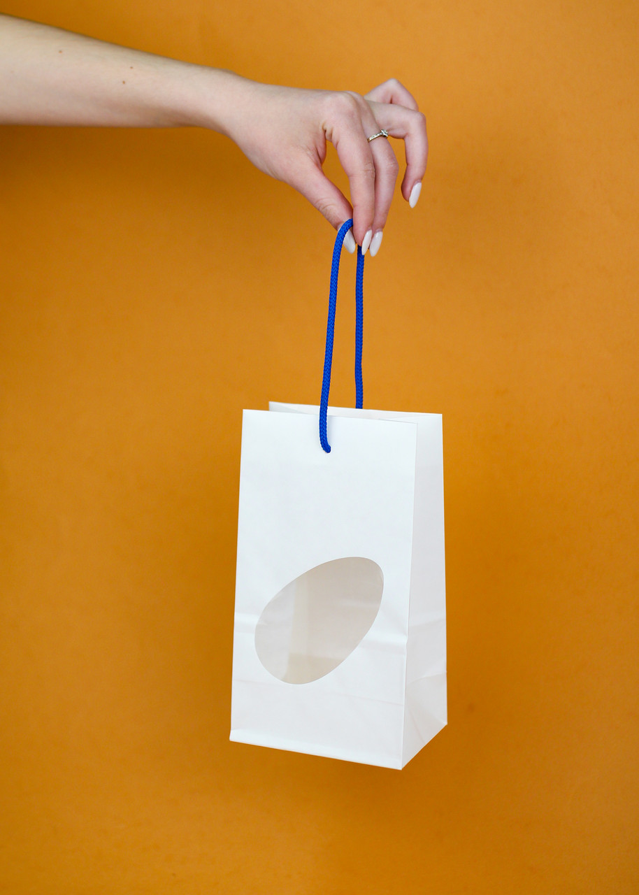 Пакет подарунковий маленький з вікном 120*80*190 Харчовий пакет для гостинців на дитячий день народження в дитячий садок, фото 1