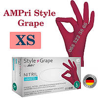 Перчатки нитриловые бордовые AMPri Style Grape размер XS, плотность 4г, уп.100 шт