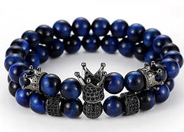 Подвійний браслет ручної роботи (натуральний камінь 8 мм)