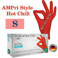 Перчатки нитриловые красные AMPri Style Hot Chili размер S, плотность 4г, уп.100 шт