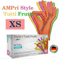 Перчатки нитриловые 4-цвета AMPri Style Tuti-Fruti размер XS, плотность 4г, уп.100 шт