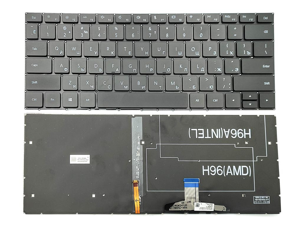 Клавіатура для Huawei MateBook 13 W19 HN-W19R HN-W19L WRT-W09 WRT-W19 W29 (RU Black з підсвіткою). Оригінал