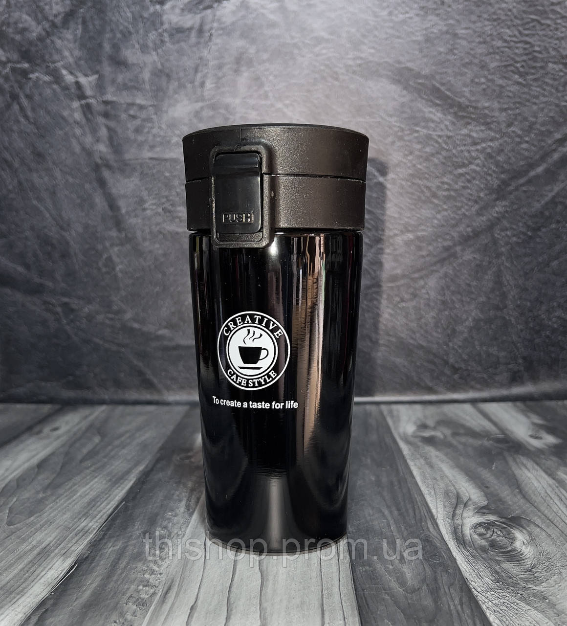 Термокружка / Стакан-термос металлический для холодних и горячих напитков с фильтром и ситечком 350мл Черный - фото 1 - id-p1833064364