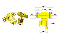 Трійник для FPV і радіообладнання (RP-SMA F RP-SMA M RP-SMA F) udt