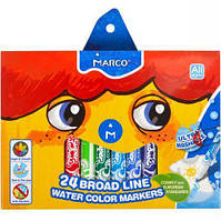 Фломастеры MARCO №1632-24 . набор 24 цвета .толстый, смываемые, антибакт. ( в картоной упаковке )