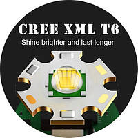 Светодиод на радиаторе (подложке) Cree XML Т6 [3.7V, 900Lm, 10W, 6500K] для фонарей, фар, светильников 20 мм