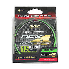 Шнур GC Inquisitor X4 LG 100м #0.5/0.117мм (флуоресцентно-зелений), шнур для ультралайта, микроджига
