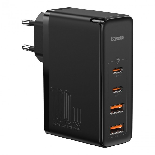 Baseus GaN2 Pro, 2x USB + 2x USB-C, 100W, EU (Black), фото 1