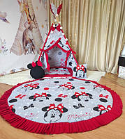 Вігвам та аксесуари великий ігровий намет для дітей для дівчинки Minnie style, додатковий коврик, комплект, фото 8