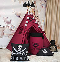Вігвам та аксесуари великий ігровий намет для дітей Пірати Карибського моря, кошик, Капелюх Пірата, комплект, фото 4