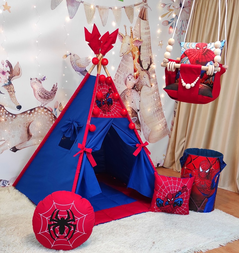 Вігвам та аксесуари великий ігровий намет для дітей курінь Spider Man, кошик, гойдалка, комплект