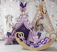 Вігвам та аксесуари великий ігровий намет для дітей курінь Зоряна мрія БОН БОН, гойдалка балансир, комплект, фото 2