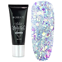 Полигель Lilly Beaute Diamond Poly Gel 30 мл №02 лазурные голограммные блестки