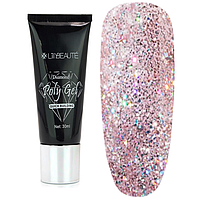 Полигель Lilly Beaute Diamond Poly Gel 30 мл №04 розовые голограммные блестки