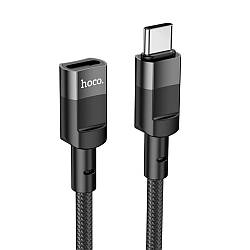 USB кабель подовжувач Type-C на Type-C HOCO charging data sync cable (1.2M, 480Mbps, OTG, USB2.0, 3A). Black