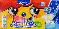 Фломастеры MARCО №1632-36 . набор 36 цветов толстый,смываемые, антибакт. ( в картоной упаковке )