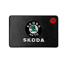 Антиковзний килимок у машину на торпеду з логотипом Skoda