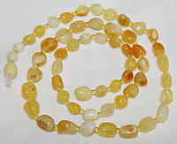 Ожерелье янтарь 48 см 8 мм натуральный шлифованный желтый медовый