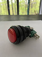 Кнопка красная без фиксации с концевым переключателем и подсветкой 12V.