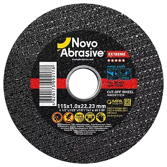 Коло відрізне по металу NOVOABRASIVE Extreme 115 x 1.0 x 22.23