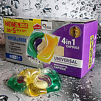 Гель-капсулы для стирки Wash&Free Universal Жасмин и Лаванда с марсельским мылом 4in1 Pods 35 шт.