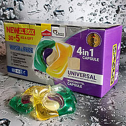 Гель-капсули для прання Wash&Free Universal Жасмин та Лаванда з марсельским милом 4in1 Pods 35 шт.