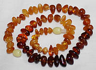 Ожерелье янтарь 38 см 9-11 мм натуральный шлифованный коньячный прозрачный оранжевый медовый