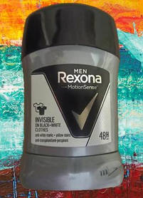 Антиперспірант стик 48ч чоловічий невидимий Rexona Men Invisible on Black+White Вага 50 г, антибактеріальний