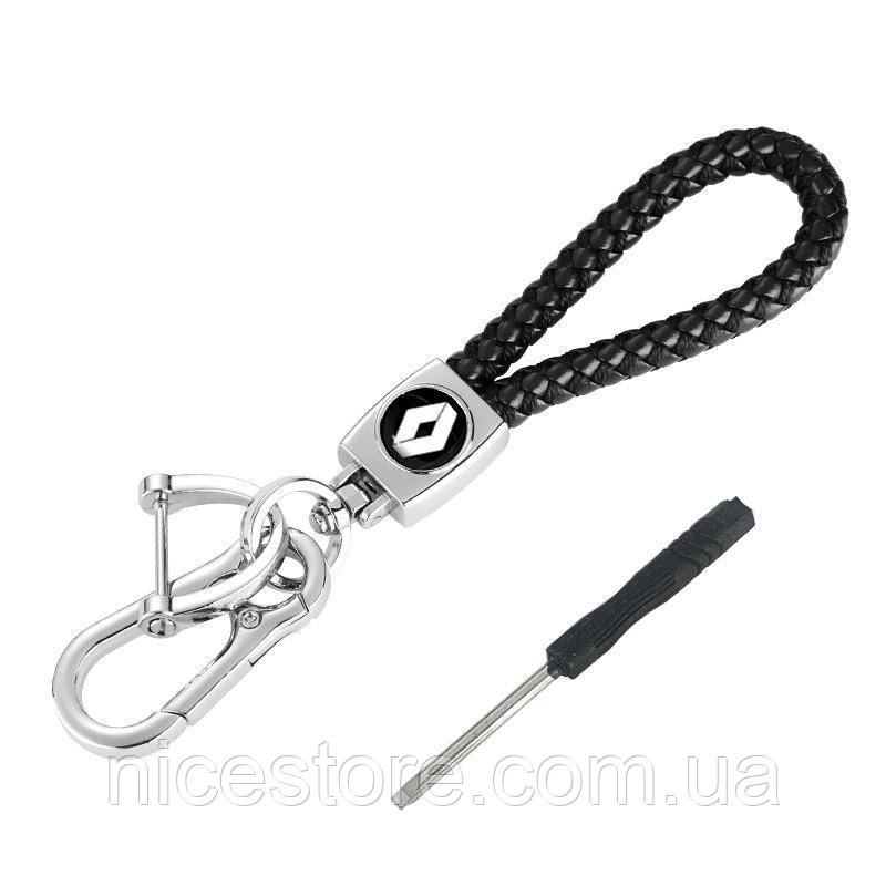 Брелок для автоключів із натуральної шкіри з логотипом авто Renault, фото 1