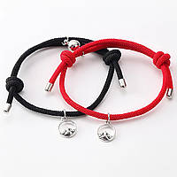 Комплект парных браслетов Namja красный, черный с магнитами