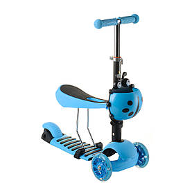 Самокат дитячий RIAS 17-1 з кошиком та сидінням / Колеса PU з підсвічуванням 120мм (3_02810)