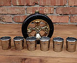 Подарочный набор автомобилисту/водителю "Запаска" в подарочной упаковке - колесо в виде бутылки с рюмками, фото 3